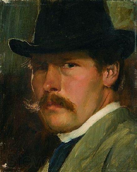 Paul Raud Self-Portrait with a Hat France oil painting art